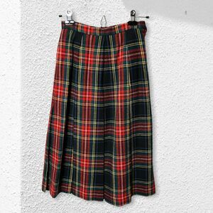 LAIRD-PORTCH Scotland 100% Wool Wrap Pleat Skirt Kilt Plaid Multicolor 24" XS